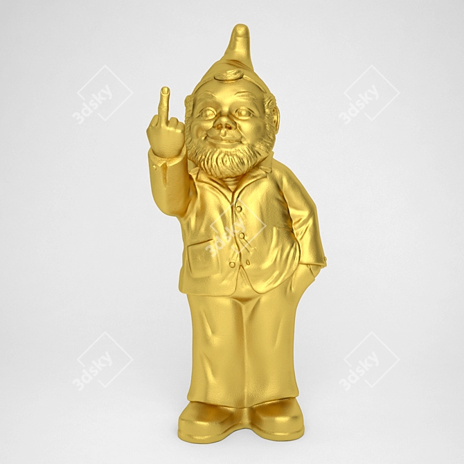 Mischievous Middle Finger Golden Gnome 3D model image 1