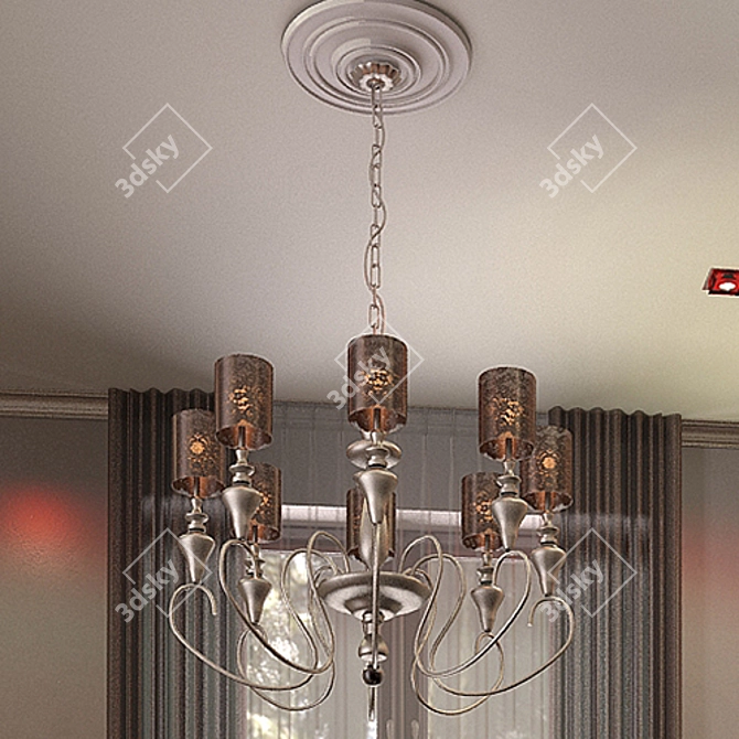 Elegant 8-Light Chandelier 3D model image 2