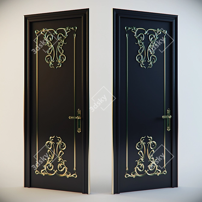 Goldie: Elegant Carved Door 3D model image 1