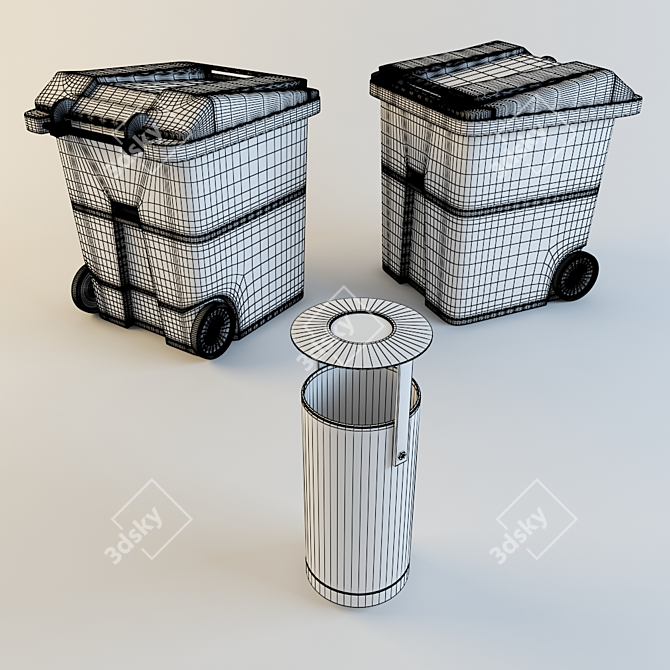 TurboSmooth Trash Bin 3D model image 2