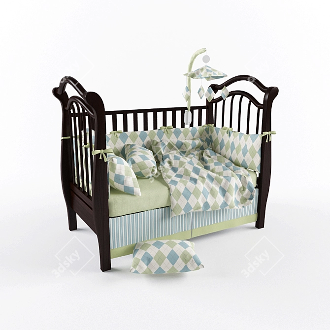 Argyle Green Blue Cots | Sweet Jojo Designs 3D model image 1