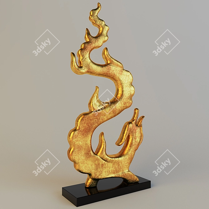 Golden Dragon Statue 3D model image 1