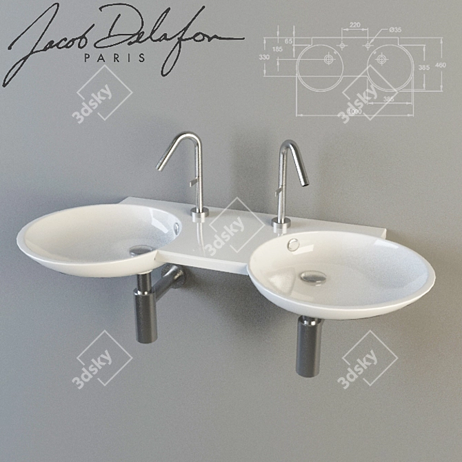 Formilia Spherik: Sleek and Stylish Suspended Ceramic Sink 3D model image 1