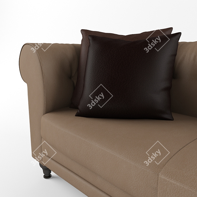 Rustic Charm: Vintage Chester Sofa 3D model image 2