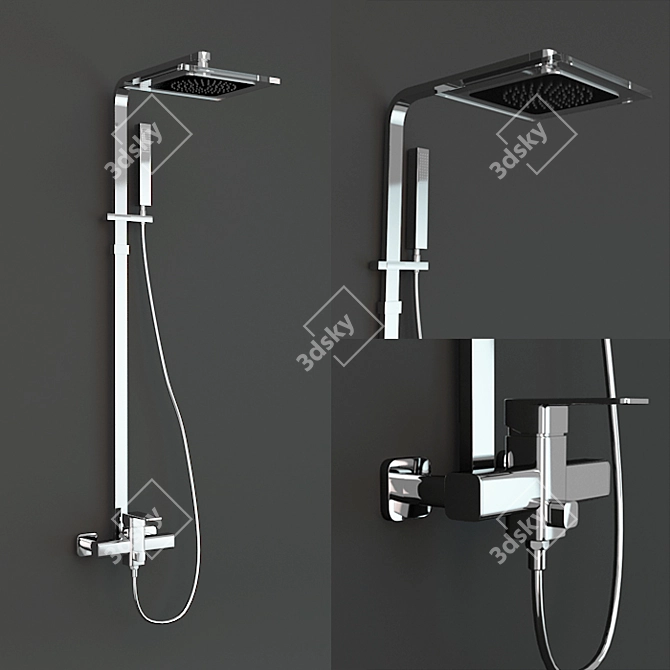 Sleek Slate Shower Set 3D model image 1