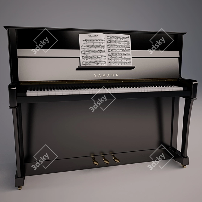 Elegant Yamaha B3 Upright Piano 3D model image 1