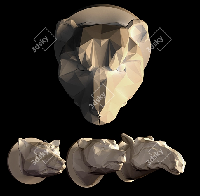 Title: Wild Animal Gypsum Heads 3D model image 1