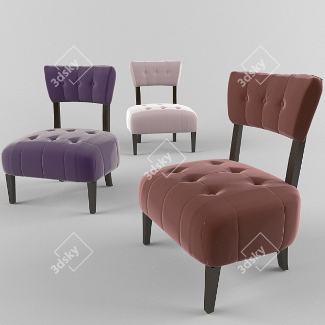 Elegant Violet Velvet Armchair 3D model image 1