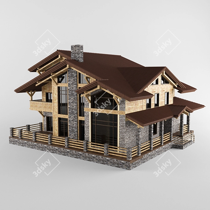 Modern Texture House 3D model image 1