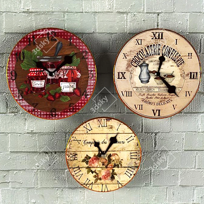 Vintage Wall Clocks: Timeless Elegance for Your Walls 3D model image 1