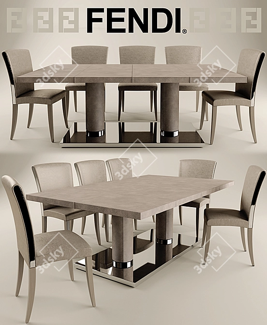 Luxury FENDI CASA Bernini & ELISA: Table & Chair Set 3D model image 1