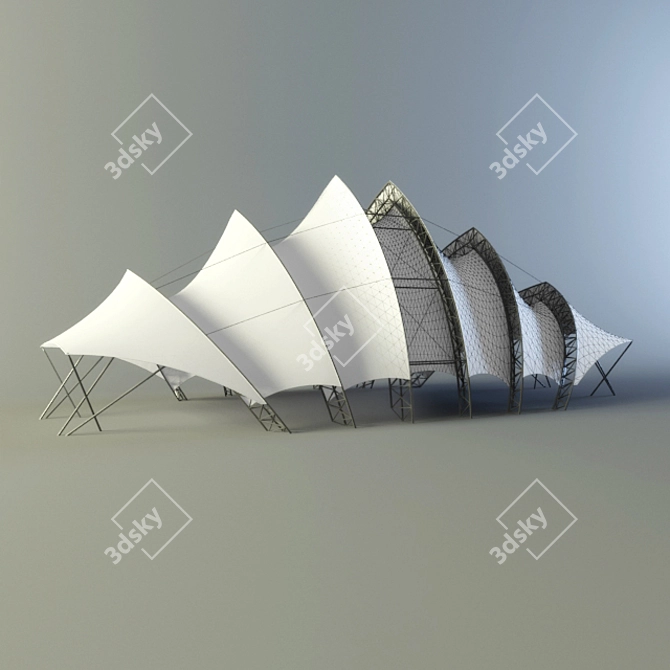 Metal Frame Summer Tent 3D model image 2