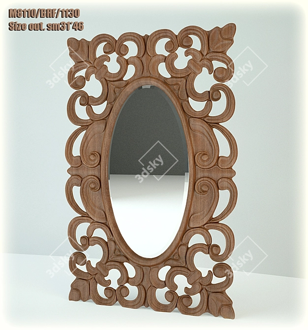 Artisan Carved Mirror 3D model image 1