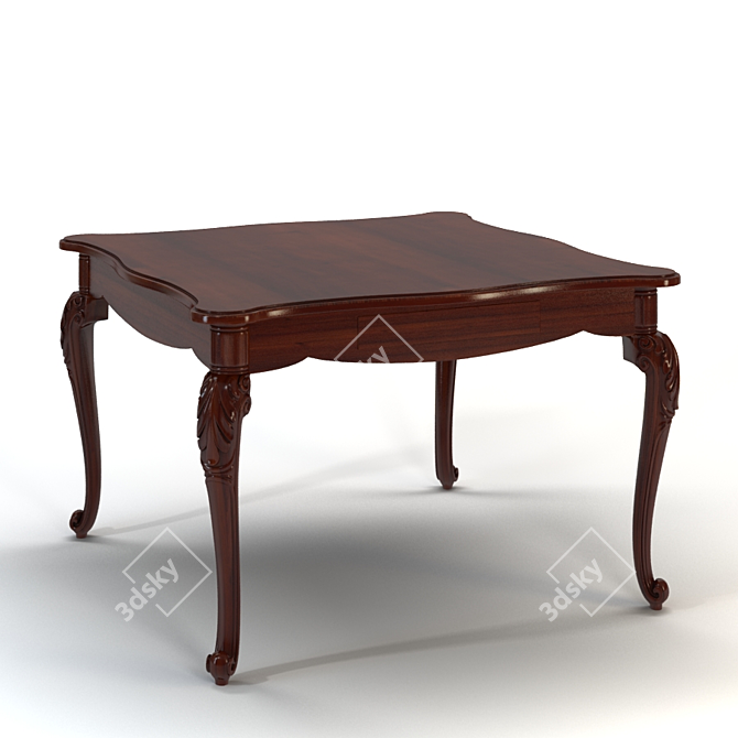 Classic Carved Leg Table 3D model image 1