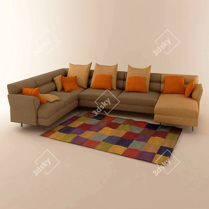 Contemporary Corner Sofa 3D model image 1