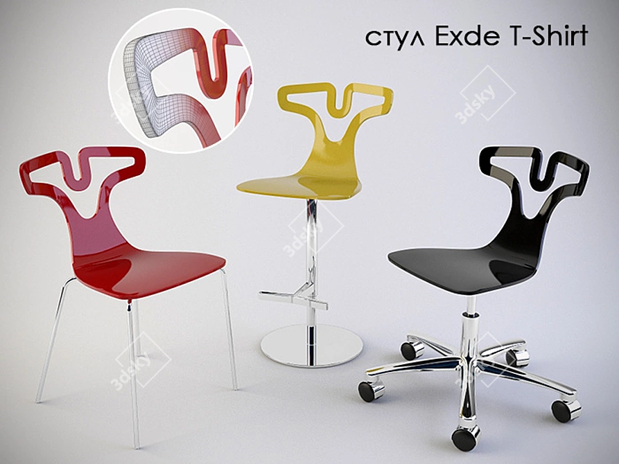 Exde T-Shirt Chair: Stylish and Adjustable 3D model image 1