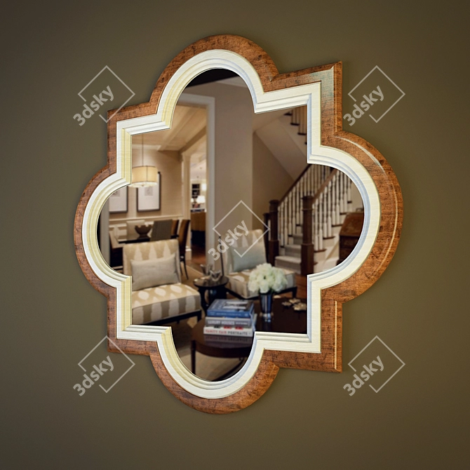 Vintage Gothic Quatrefoil Mirror 3D model image 1