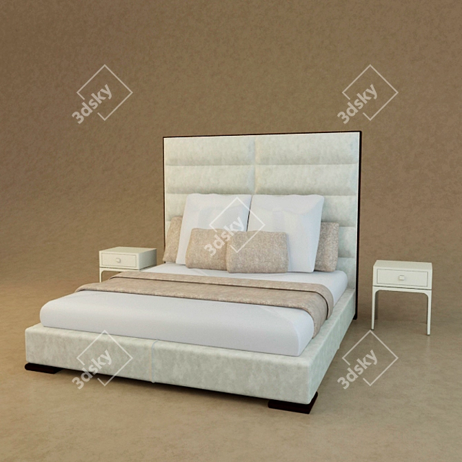 Elegant Mikado Bed & Charlie Nightstand 3D model image 1