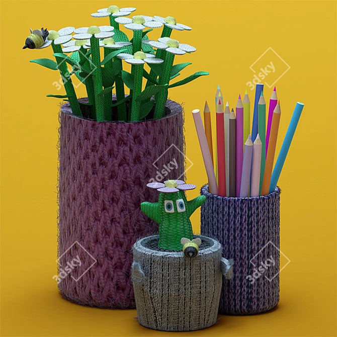 Child's Knitted Desk Set 3D model image 1