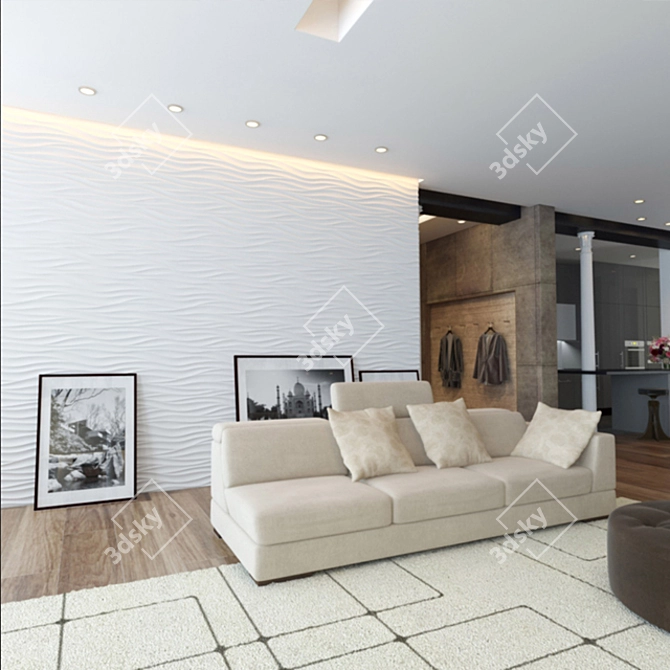 Redlined 3D Panel: Stylish Wall Decor 3D model image 2