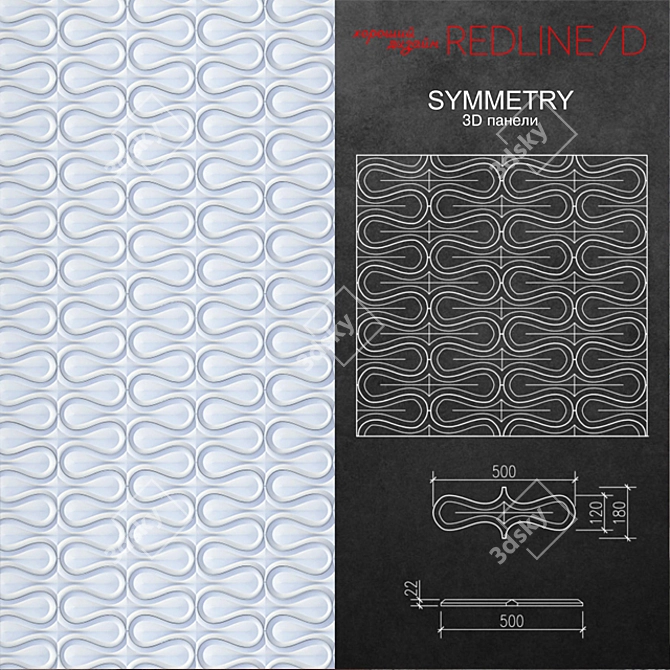 Redlined 3D Panel for Wall Decor 3D model image 1