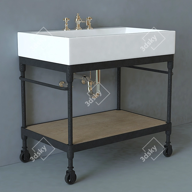 Lugarno Industrial Console: Dutch Design 3D model image 1