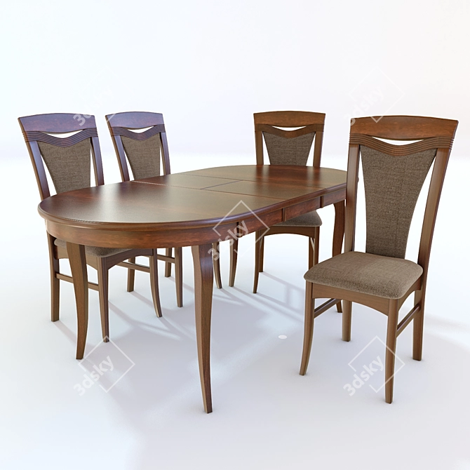 Elegant Sonata Dining Set 3D model image 1