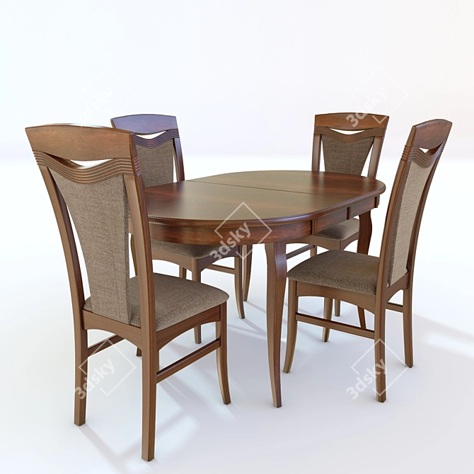 Elegant Sonata Dining Set 3D model image 2