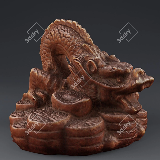 Mystic Terracotta Dragon Statue 3D model image 1