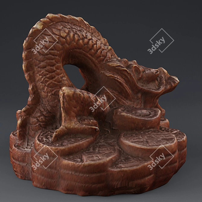 Mystic Terracotta Dragon Statue 3D model image 3