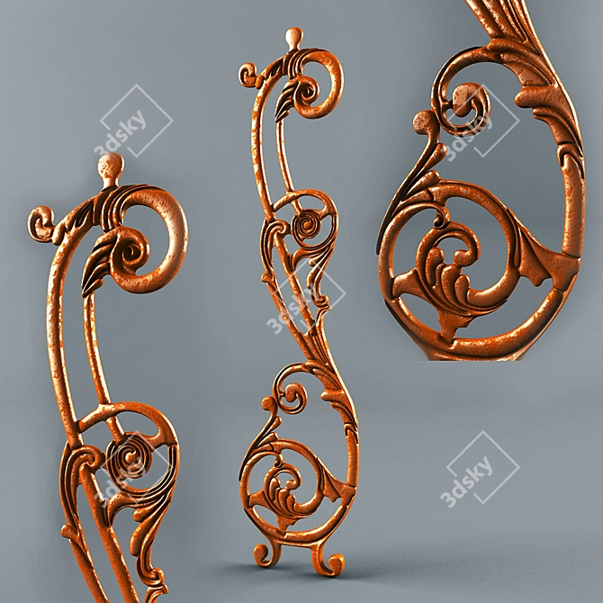 Elegant Cast Balustrade 3D model image 1