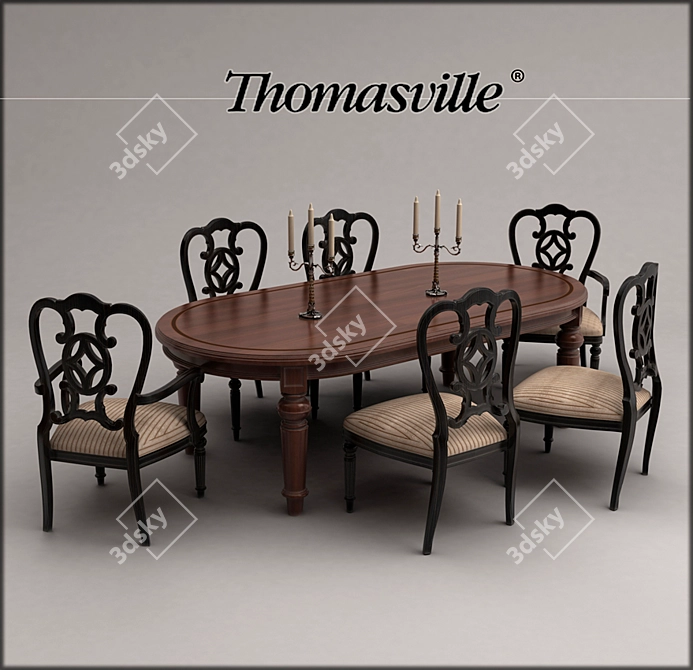 Thomasville Fredericksburg Table and Chair 3D model image 1