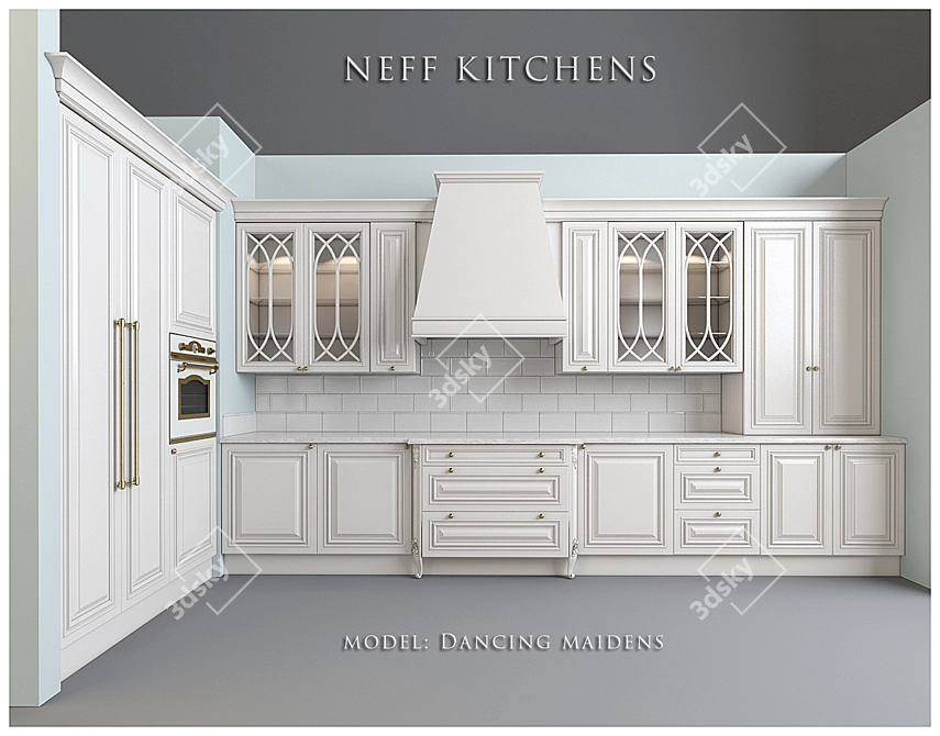 Elegant Dancing Maidens Kitchen by Neff 3D model image 1