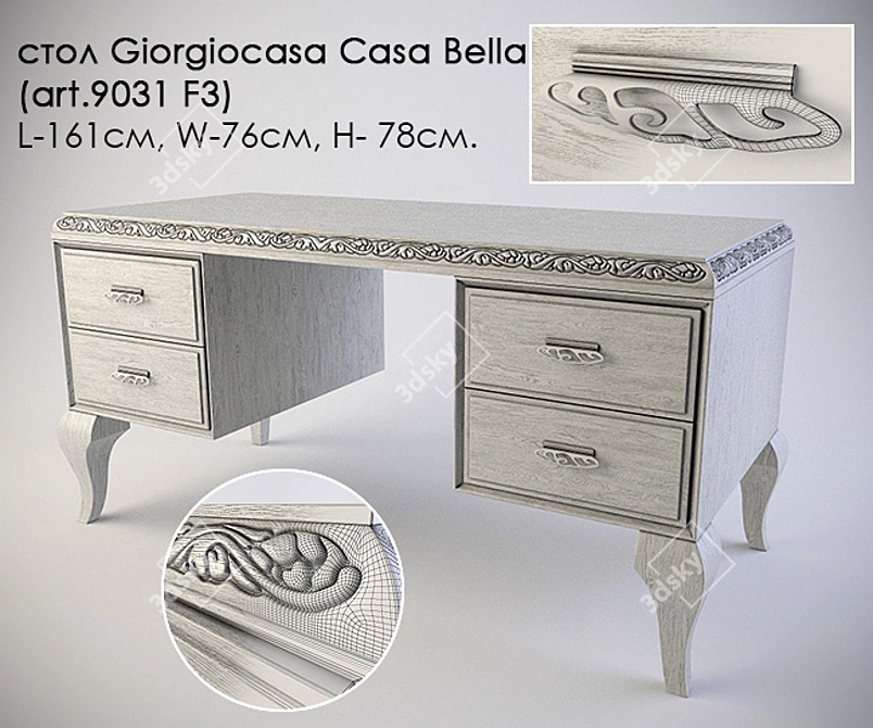 Elegant Writing Desk by Giorgiocasa 3D model image 1