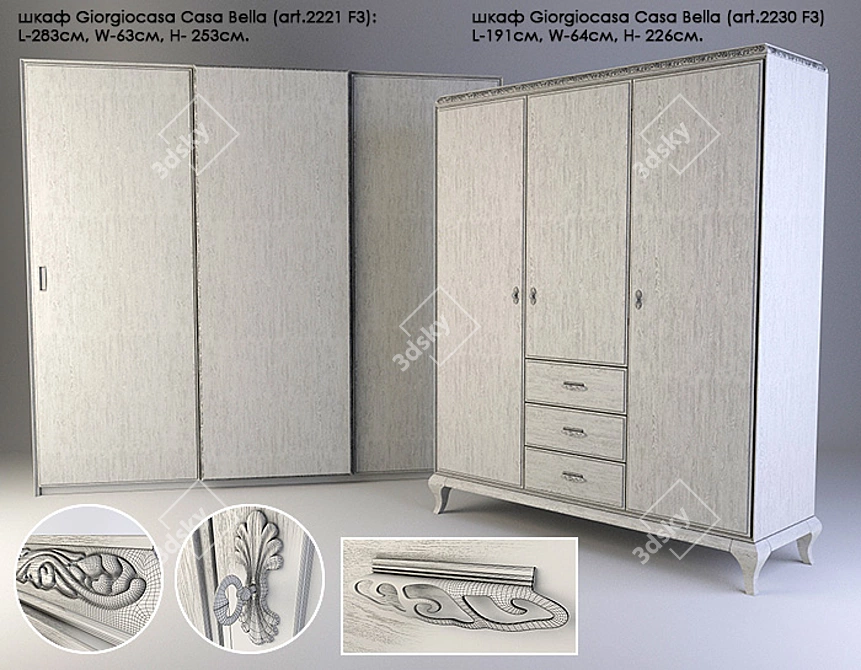 Elegant Giorgiocasa Casa Bella Wardrobe 3D model image 2