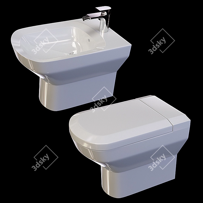 Luxury Toilet and Bidet Combo 3D model image 2