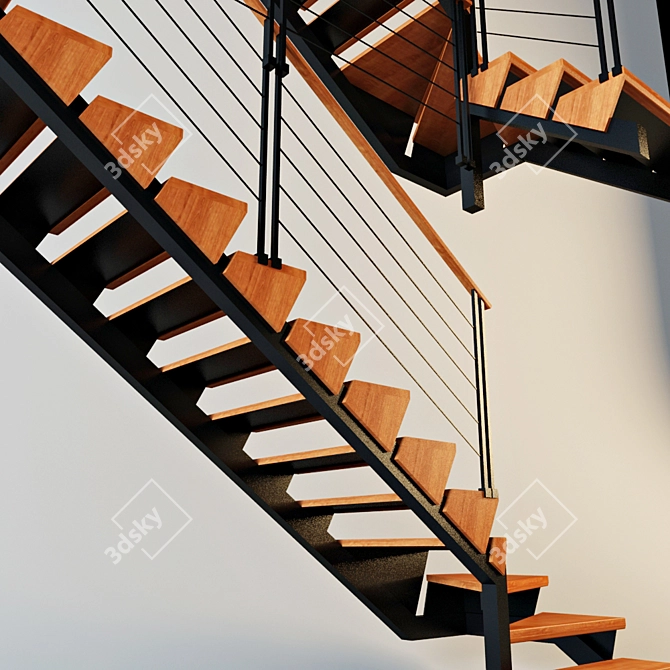 Industrial Loft Staircase 3D model image 3