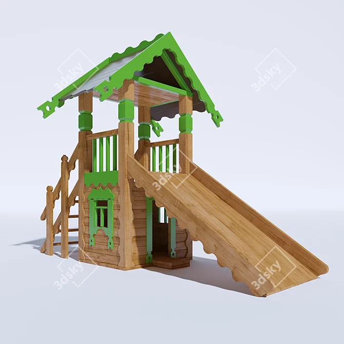 Enchanting Wooden Slide 3D model image 1