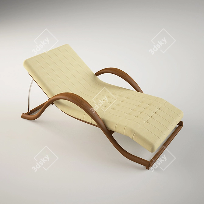 Wooden Frame Sunbed 3D model image 1