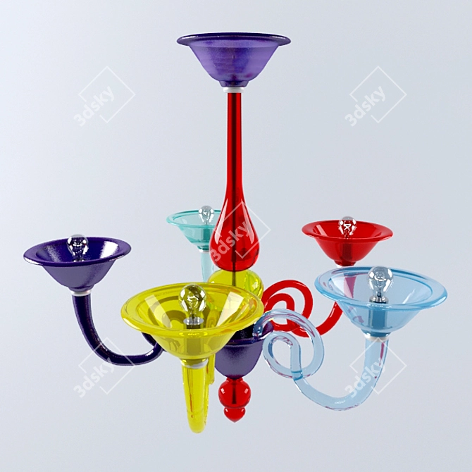 Elegant Murano Glass Chandelier 3D model image 1