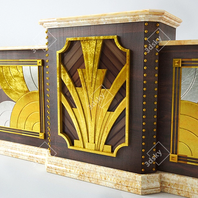 Elegant Art Deco Counter 3D model image 2