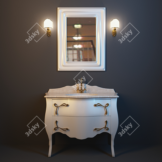 Holly Pearl: French Vanity Set 3D model image 1