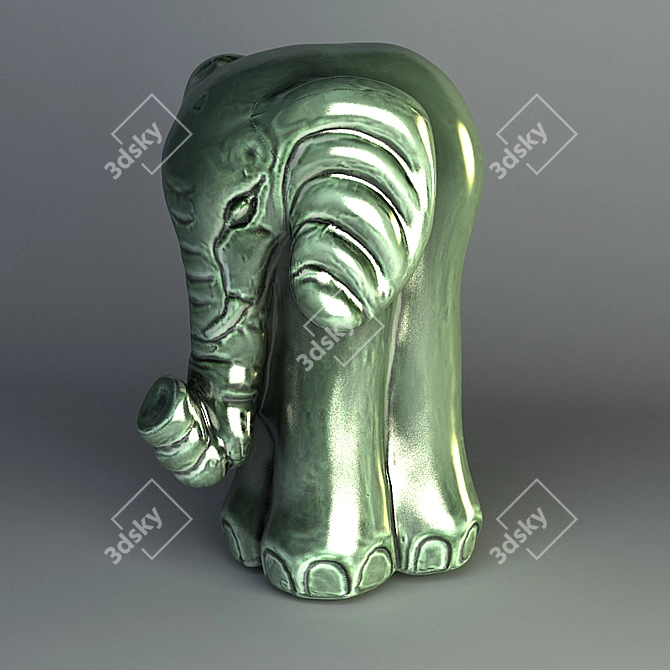  Whimsical Ceramic Elephant 3D model image 2