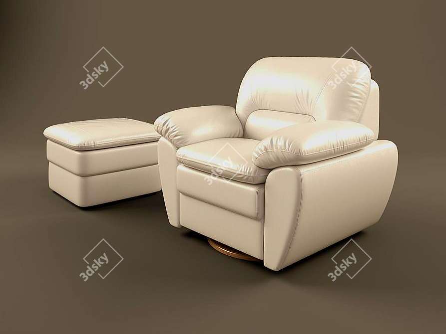 Mobel & Zeit Chair + Ottoman Set 3D model image 1