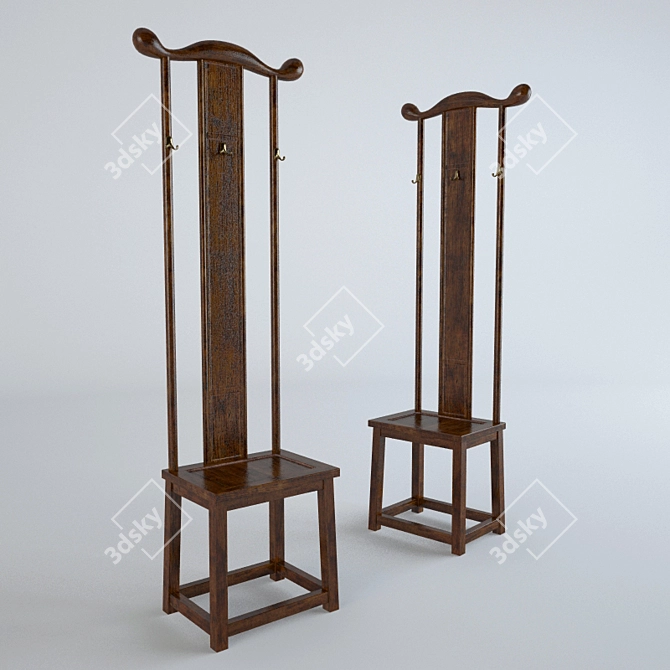 Versatile Wall-Mounted Chair Hanger 3D model image 1