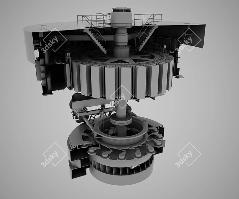 Hydro Power Turbine 3D model image 1