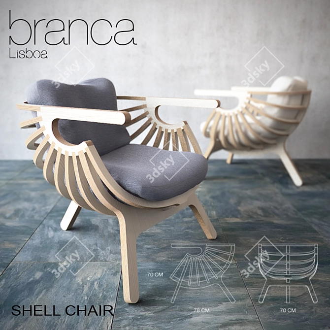 Birch Plywood Shell Chair 3D model image 1