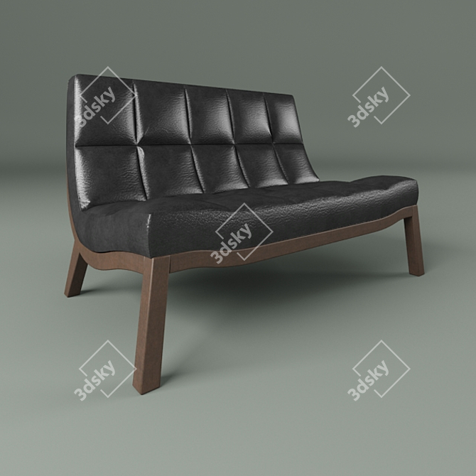 Modern Double Sandalyeci with Wooden Frame 3D model image 1