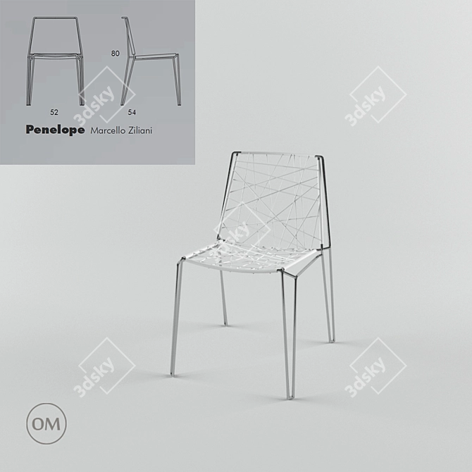 Elegant Penelope Strip Chair 3D model image 1