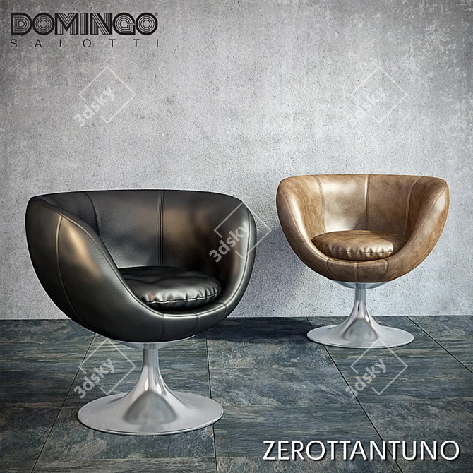 Modern Swivel Armchair: ZEROTTANTUNO 3D model image 1